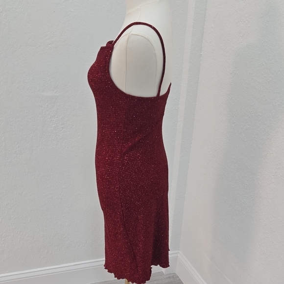 Hourglass Wine-Red Sparkle Midi Slip Dress - Picture 5 of 7